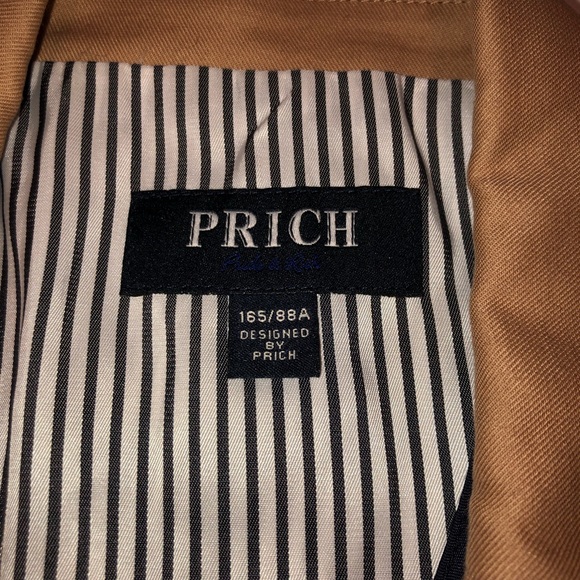 PRICH ladies cotton blazer silver buttons partially lined tan single button - Picture 6 of 7